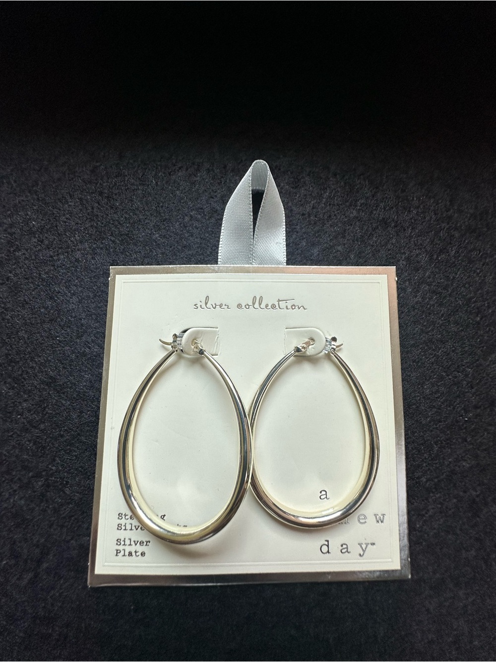 A New Day Silver Plated Teardrop Hoops
